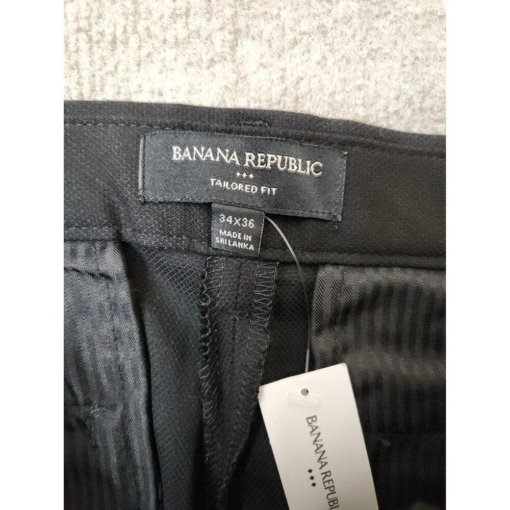 Banana Republic Yachter Suit Trouser Pants Mens 34x36(34) Black Tailored Fit NEW